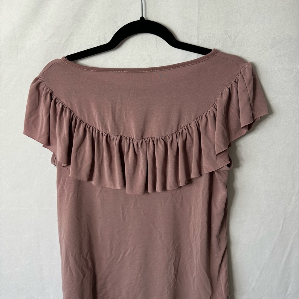MAUVE RUFFELED ACCENT TOP - Picture 5 of 5